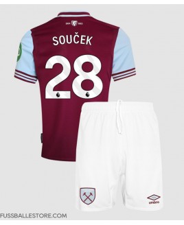 Günstige West Ham United Tomas Soucek #28 Heimtrikotsatz Kinder 2024-25 Kurzarm (+ Kurze Hosen)